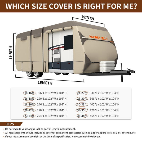 Narelect Travel Trailer RV Cover, ExtraThick Upgraded 7 Layers Top
